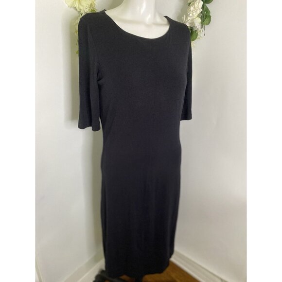 Diane Von Furstenberg Women Scoop Neck Short Sleeve Midi Dress Black Size Large - Picture 15 of 16